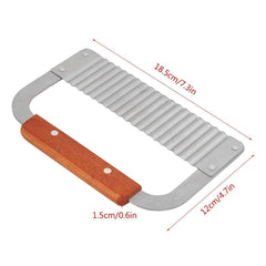 MOMISY Crinkle Cutting Tool French Fry Slicer Stainless Steel Blade Wooden Handle Vegetable Salad Chopping Knife