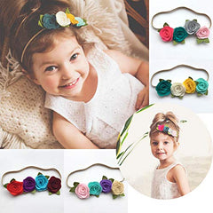 MOMISY Headbands Rose Soft Synthetic Hair bands for Girls, kids, Infants and Toddlers (RamYloWhitGrn-St6)