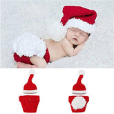 MOMISY Newborn Baby Photography Prop Croche Costume 2Pcs Handmade Knitted Hat Diaper Photographic Prop Outfit for Baby Bird-Red And White