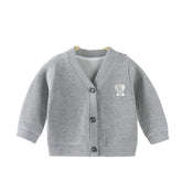 MOMISY Cotton Blend Baby Boy & Girls Sweater Jacket Front Open V Neck Cardigan-6 Months to 4 Years, Blue Green Pink Yellow (Grey, 3-4 Years)