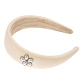 MOMISY Headbands, Plain Artificial Leather Hairbands for Girls, Women (Off White, Free)