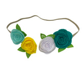 MOMISY Headbands Rose Soft Synthetic Hair bands for Girls, kids, Infants and Toddlers (RamYloWhitGrn-St6)
