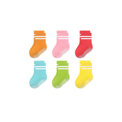 MOMISY Baby Girl Boys children Non Slip Socks Toddlers Infant Warm Cotton Stretch Anti skid Socks-6 Pairs (IN, Age, 12 Months, 3 Years, AS-2Stripe-Girls)