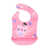 MOMISY Baby Bib For Newborn Waterproof Silicone Apron Wipeable Stain Resistant With pocket For 6 months and up (Pink-Pig)