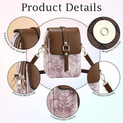 MOMISY Women’s Crossbody Sling Bag | PU Leather Mini Shoulder Bag with Adjustable Strap & Multi-Pocket Design (Purple)