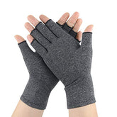 MOMISY Arthritis Gloves Women Men Hand Fingerless Compression Gloves Wrist Support Therapy Gloves Relieve Pain from Rheumatoid RSI Carpal Tunnel for Typing Wirting Dailywork-1 Pair, Grey, Large