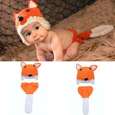 MOMISY Baby Photography Props, Fox Outfit, Includes Hat & Long Tailed Nappy for Kids Parties Anniversaries Photography, Orange