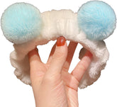 MOMISY Elastic Lovely Hair Band Wash Face Spa Headband-Washable Facial Band Makeup Wrap Headbands for Women (White Blue)