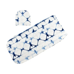 MOMISY Baby Photography Props Cotton Blanket Swaddle Wrap with Cap (Geometric)-White and Blue
