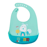 MOMISY Baby Bib For Newborn Waterproof Silicone Apron Wipeable Stain Resistant With pocket For 6 months and up (1, GreenBear)