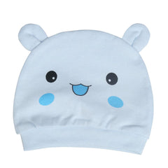 MOMISY 1 Piece Small Cartoon Design Baby Cotton Cap for Newborn Baby Boys and Girls of Age 0 to 6 Months (Panda-LightBlue)