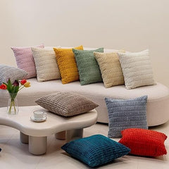 MOMISY Corduroy Cushion Throw Pillow Covers Pink 45 x 45cm, 18x18 inch (Light Grey, 5)