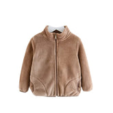 MOMISY Baby Boy & Girls Sweater Jacket Front Open Cardigan (3 to 4 Years, Khaki), Polyester Blend Round Neck