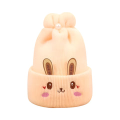 MOMISY Bunny Baby Cap, Soft Beanie Woolen Hat for Spring, Winter, Autumn, for Newborn, Infant, Toddler, Kids, Babies- 0 to 6 Months (in, Age, 0 Months, 6 Months, Peach)