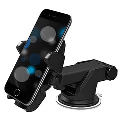 MOMISY Car Mount Adjustable Car Mobile Phone Holder Stand Universal Long Arm, for Dashboard & Windshield, 360° Rotational, Strong Suction Cup for Smartphones (Black)