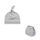 MOMISY Newborn Baby's Cotton Cap Mitten Set, 0-6 Months (IN, Age, 0 Months, 6 Months, Grey)