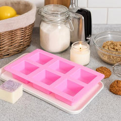 MOMISY Silicone Square Mould, 6-Cavity Baking Tray for Brownies, Cakes, Jelly, Soap, and Desserts – Oven & Freezer Safe