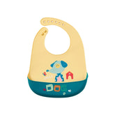 MOMISY Baby Bib For Newborn Waterproof Silicone Apron Wipeable Stain Resistant With pocket For 6 months and up (1, YellowDog)