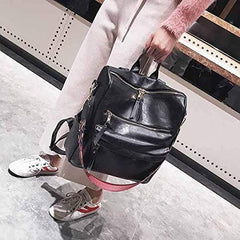 MOMISY Backpack Purse Women Vintage Multipurpose Rucksack Design handbag and Shoulder Bag PU Leather Travel Daypack Bag Waterproof Ladies Girls College School Bag-Black