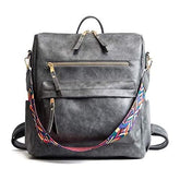 MOMISY Backpack Purse Women Vintage Multipurpose Rucksack Design handbag and Shoulder Bag PU Leather Travel Daypack Bag Waterproof Ladies Girls College School Bag-Grey