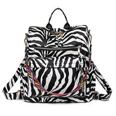MOMISY Backpack Purse Women Vintage Multipurpose Rucksack Design handbag and Shoulder Bag PU Leather Travel Daypack Waterproof Ladies Girls College School- White Zebra
