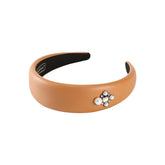MOMISY Headbands, Plain Artificial Leather Hairbands for Girls, Women (Brown, Free)
