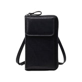 MOMISY Multi-Function Crossbody bags for Women Mobile Cell Phone Holder Card Pocket Bag Stylish PU Leather Sling Bags for Women Girls Purse Wallet Mini Shoulder Bags (Black)