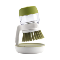 MOMISY Plastic Cleaning Brush with Soap Dispenser for Kitchen, Sink, Dish Washer with Storage Stand-Pack of 1 (Green)