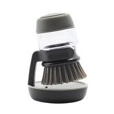 MOMISY Plastic Cleaning Brush with Soap Dispenser for Kitchen, Sink, Dish Washer with Storage Stand-Pack of 1 (Grey)