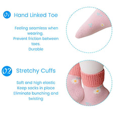 MOMISY 5 Pairs Baby Girl Boys Tube Socks Toddlers Infant Stretch fit - Multicolor (Sweet Flower, Large)