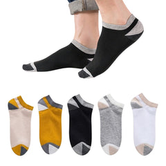 MOMISY Men's Premium Cotton Cushion Ankle length Socks, (Multicolor) Pack of 5 (Free Size) (Fish Mouth)