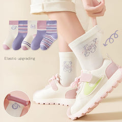 MOMISY 5 Pairs Baby kids Girl Boys Toddlers InfantmCotton Stretch Baby Socks (IN, Age, 12 Months, 24 Months, Purple Stripe)