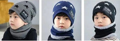 MOMISY Kids Winter Hat and Scarf Set, 2Pcs Warm Knit Beanie Cap and Scarf for 5-10 Years Old Boys and Girls (Black S)