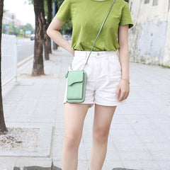 MOMISY Women Cellphone Sling Bag Card Holder Wallet Handbag Crossbody multi-function Shoulder Bag for Girls (Light Green)
