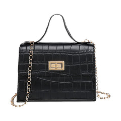 MOMISY Sling Bag with Long Chain Strap for Women Shoulder Crocodile Pattern Handbags (Black, 1)