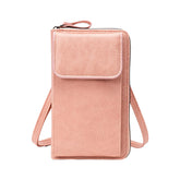 MOMISY Multi-Function Crossbody bags for Women Mobile Cell Phone Holder Card Pocket Bag Stylish PU Leather Sling Bags for Women Girls Purse Wallet Mini Shoulder Bags (Pink)