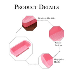 MOMISY Silicone Bread & Loaf Pan Mould | Fruit Cake, Pastry Making Pan | Baking Mould Rectangle (Pink)