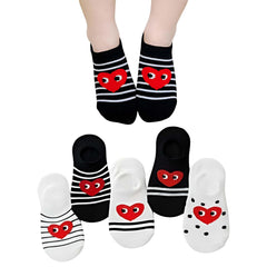 MOMISY 5 Pairs Baby Kids Girl Boys Tube Socks Toddlers Comfortable Ankel Length gifts (StripedHeart, 3 to 5 year)