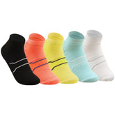 MOMISY Men's Premium Cotton Cushion Ankle length Socks, (Multicolor) Pack of 5 (Free Size) (Multi)