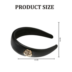 MOMISY Headbands, Plain Artificial Leather Hairbands for Girls, Women (Black, Free)