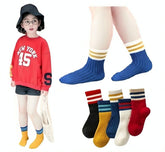 MOMISY 5 Pairs Baby kids Girl Boys Toddlers InfantmCotton Stretch Baby Socks (IN, Age, 3 Years, 5 Years, Multi2Bars)