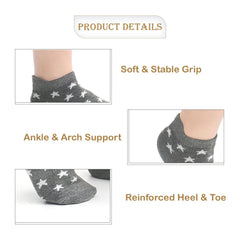 MOMISY Cotton Anti skid Baby Girl Boys Toddlers Infant children Non Slip Socks-6 Pairs (IN, Age, 3 Years, 5 Years, AntiSkid-Star)