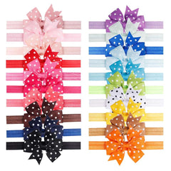 MOMISY Baby Girls Polka Design Ribbon Hair Bows Headbands Hair Band Hair Accessories for Babies- Pack of 8, Assorted Colour