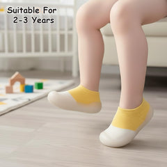 MOMISY Kids Cotton Baby Shoe Socks | Soft Breathable Socks for Kids 2–3 Years | Comfortable, Stylish & Protective Everyday Wear (Yellow)