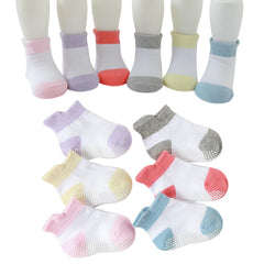 MOMISY Baby Girl Boys Non Slip Regular Socks Toddlers Infant Warm Cotton Stretch Anti-Slip-6 Pairs (DottedFemale-2Color, 1 to 3 years), Multicolor