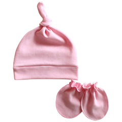 MOMISY Newborn Baby's Cotton Cap Mitten Set, 0-6 Months (IN, Age, 0 Months, 6 Months, LightPink)