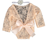 MOMISY Baby Photography Props, Dress & Headband for Kids Parties Anniversaries Photography (Beige)