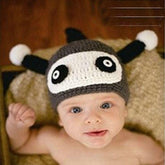 MOMISY Newborn Photography Props Baby Girl Boy Photo shoot Props for Infant Hand Crocheted Insect Hat-Grey, Black White