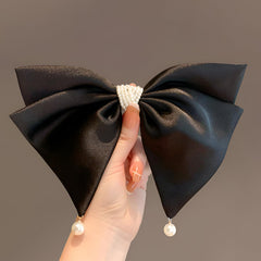 MOMISY Bow Shaped Hair Clip, Hair Accessories for Women and Girls (PearlBlack, Free)