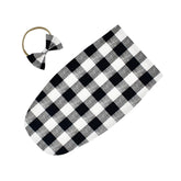 MOMISY Baby Photography Props Blanket Swaddle Wrap with Bowknot Hairband (Chess)